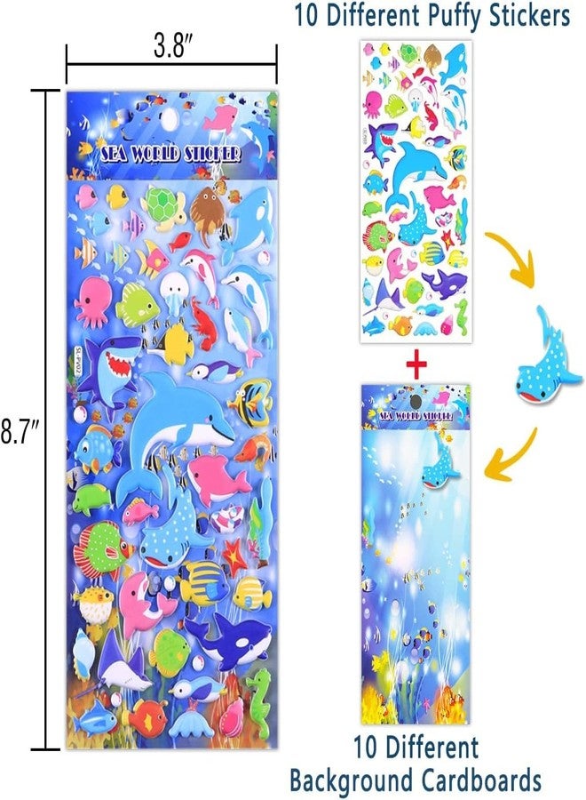 Parshya Kawaii 3D Puffy Stickers for Kids, 3D Stickers for Craft Book & Scrapbook, Self-Adhesive Kawaii Stickers Set, Cute Stickers for Girls and Boys(Random Theme) (Fish, 2) - Image 2